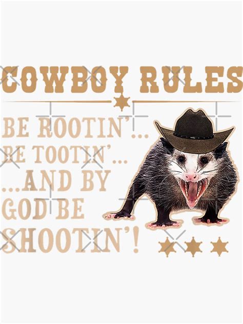 Rootin Tootin Possum Cowboy Sticker For Sale By Thedlab Redbubble