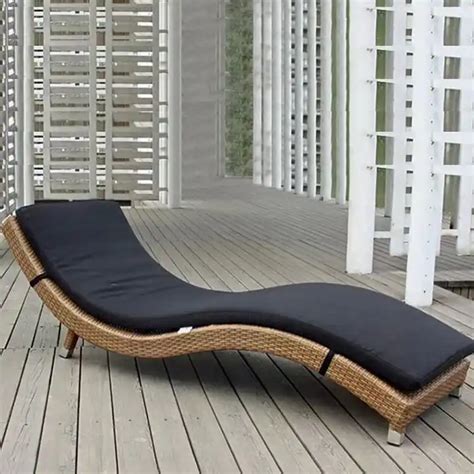 Outdoor PE Wicker Chaise Lounge 2 Piece Patio Brown Rattan Reclining