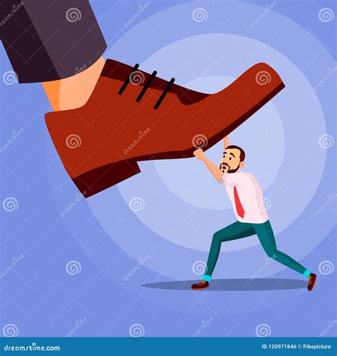 Big Foot Stepping On Businessman Vector Power Fights Against Giant