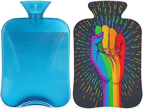 Gay Pride Rainbow Hot Water Bottle With Fluffy Cover L Large Capacity Hot Water Bottles For