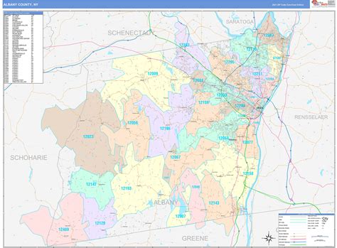 albany county ny wall map color cast style  marketmaps mapsales