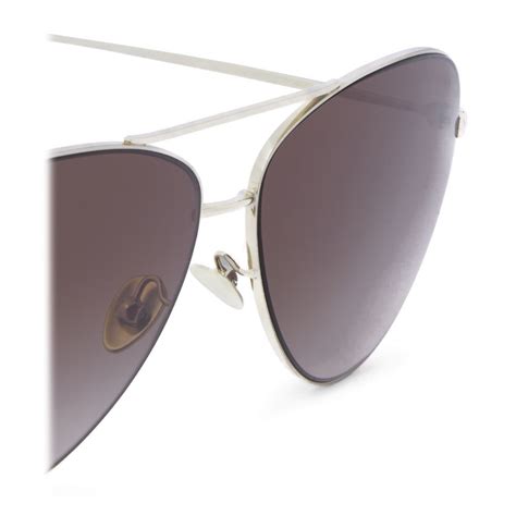 Giorgio Armani Metal Pilot Frame Sunglasses With 18k Gold Plating Brown Sunglasses