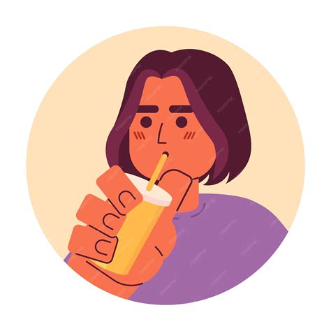 Premium Vector | Mediumlength hair indian man drinking through straw 2d
