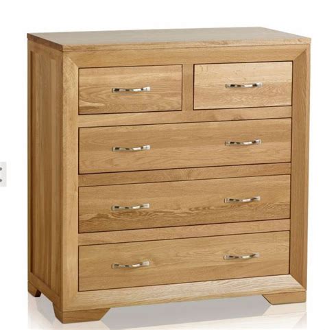 Bevel 5 Drawer Chest In Natural Solid Oak Oak Furniture Land