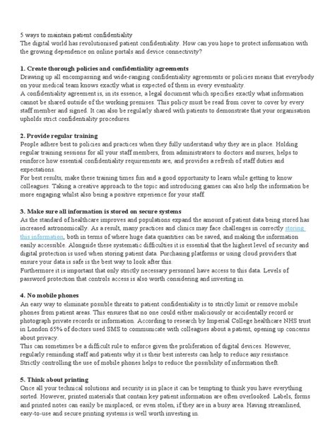 5 Ways To Maintain Patient Confidentiality Pdf Confidentiality