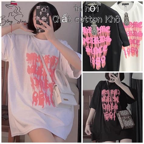 Áo phông chất COTTON KHÔ tay lỡ CHỮ CHẢY IN NỔI siêu hot Bongstore M Shopee Việt Nam