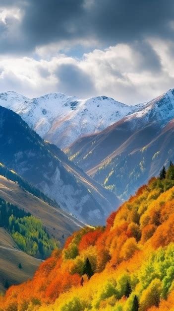 Premium AI Image | Autumn in the mountains wallpaper