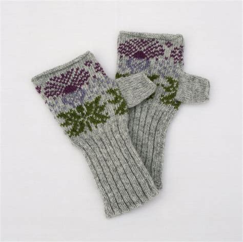 Knitted Scottish Thistle Fair Isle Hand Warmers Lambswool Etsy