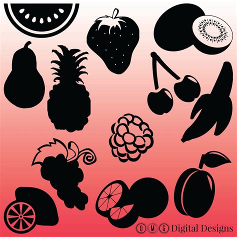 12 Fruit Silhouette Clipart Images Clipart Design Elements