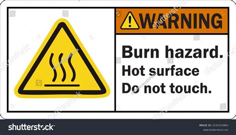 Warning Safety Label Burn Hazard Hot Stock Vector Royalty Free 2152313963 Shutterstock