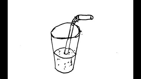 Draw A Cartoon Glass Cup With A Straw Youtube