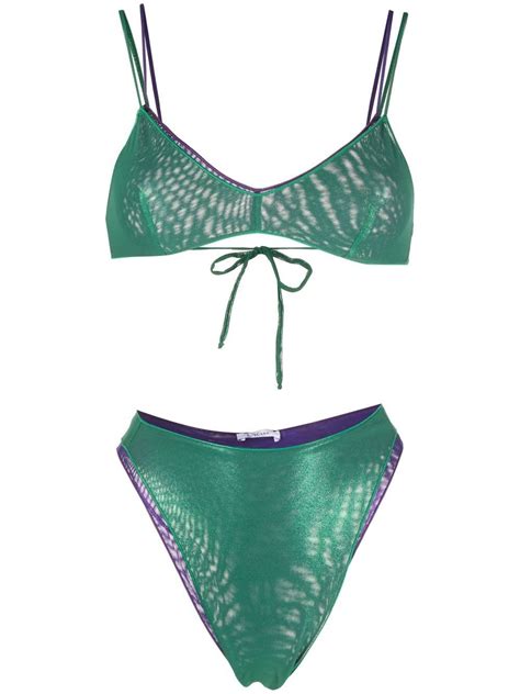 Buy Oseree Layered Detail Bikini Set Green At Off Editorialist