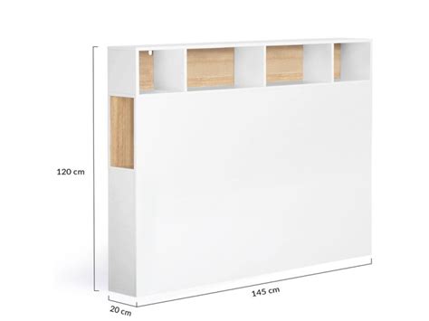 Tête de lit sur pied cleo 145 cm avec rangements fermés et niches blanc