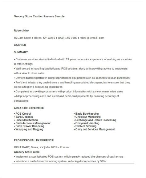 Grocery Cashier Resume Sample