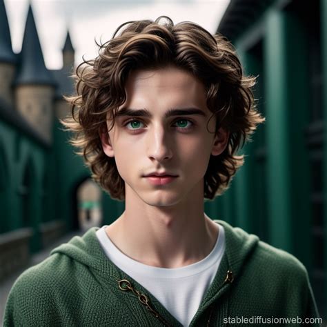 Ravenclaw Student Timothée Chalamet Emerald Eyes Stable Diffusion Online