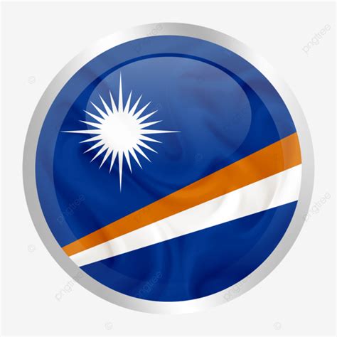 Vector De Bandera De Isla Marshall Con Marco Plateado Circular Png