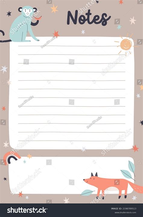 Cute Diary Page Template Lines Notes Stock Vector (Royalty Free ...