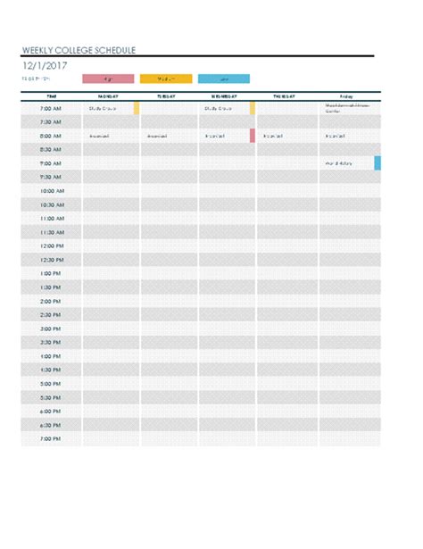 Study Schedule Template | Free Word Templates