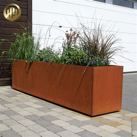 Rectangular Rusty Treatment Corten Steel Metal Seeding Nursery Planter