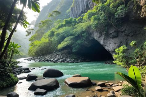 A stone by the river and outside of a cave have writings स by