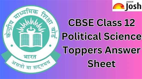 Cbse Topper Answer Sheet Class 12 Political Science Model Answer Paper By Topper Download Pdf