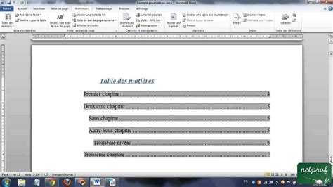 Word Mettre à Jour La Table De Matières Youtube