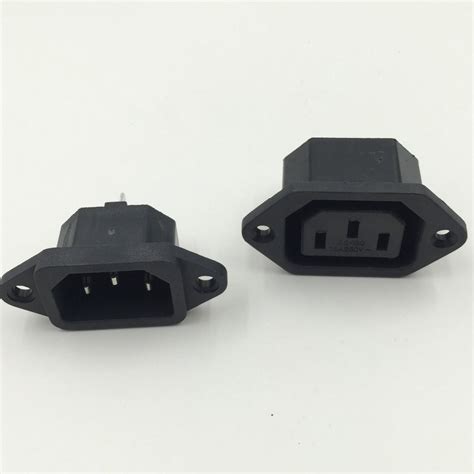 2 Pcs Iec C14 C13 3 Pin Chassis Panel Mount Plug Connector Ac 250v 10a Lights Paneling Flash