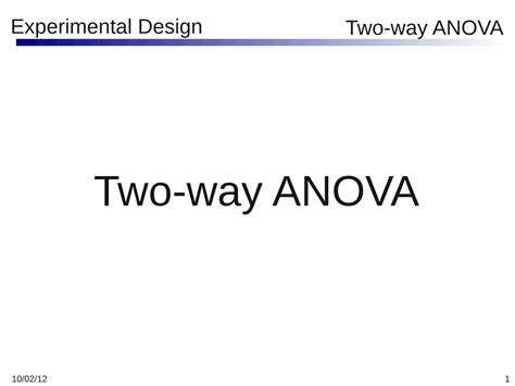 PDF Two Way ANOVA UP Experimental Design Two Way ANOVA Nested