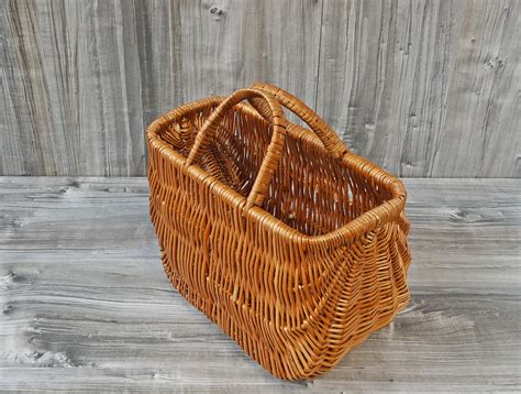 Bolsa De Compras De Mimbre Cesta De Mimbre Hecha A Mano Con Etsy