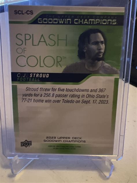 2023 CJ STROUD UPPER DECK GOODWIN CHAMPIONS SPLASH OF COLOR RC 3 D