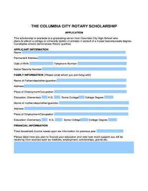 Fillable Online CC Rotary Scholarship Application Fax Email Print