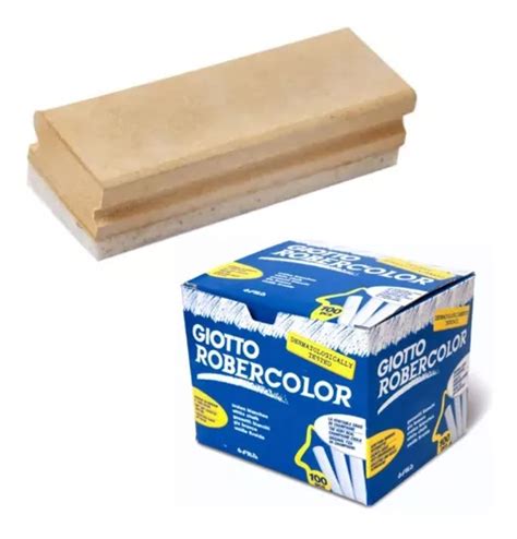 Kit Set Borrador Pizarron Madera Tizas Giotto Blanco Mercadolibre