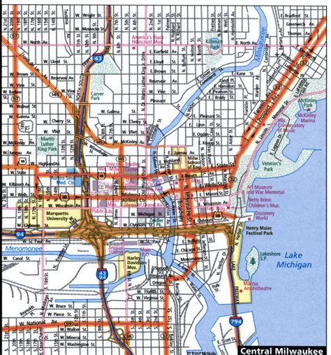 Milwaukee city road map for truck drivers toll and free highways map - usa