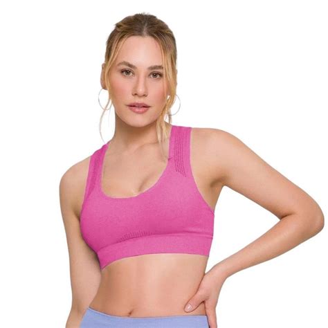 Top Nadador Selene Sem Costura Feminino Rosa