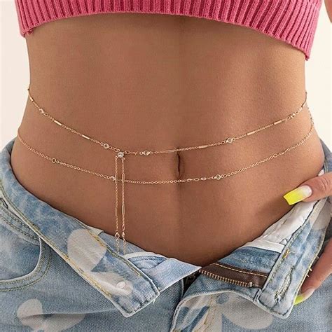 ANNEAU DE PIERCING bikini ceinture y k chaine de ventre bijoux de corps Double chaîne fine