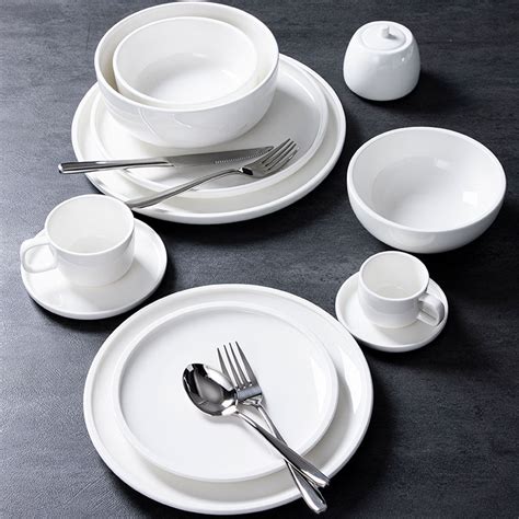 White Porcelain Straight Edge Dinner Sets Pito