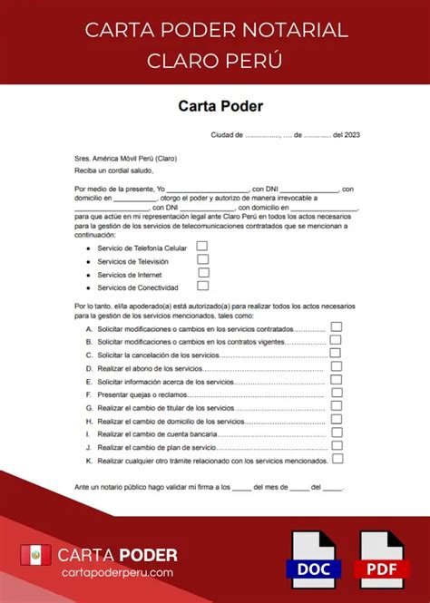 ᐅ Carta Poder Notarial Claro Perú Modelo 2024