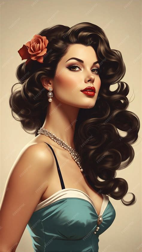 Premium Ai Image Vintage Brunette Woman Beautiful