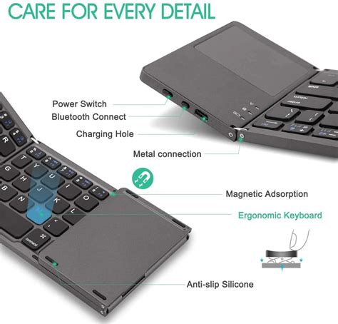 Portable Touchpad Foldable Wireless Keyboard wireless keyboard for ipad ...