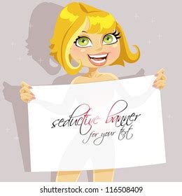 Cute Nude Girl Hold Seductive Banner Stock Vector Royalty Free 116508409 Shutterstock