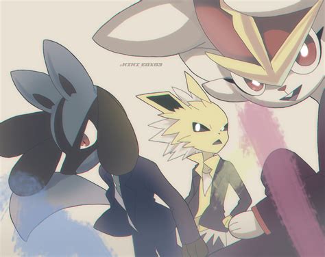 Lucario Cinderace And Jolteon Pokemon Drawn By Kiki431642 Danbooru