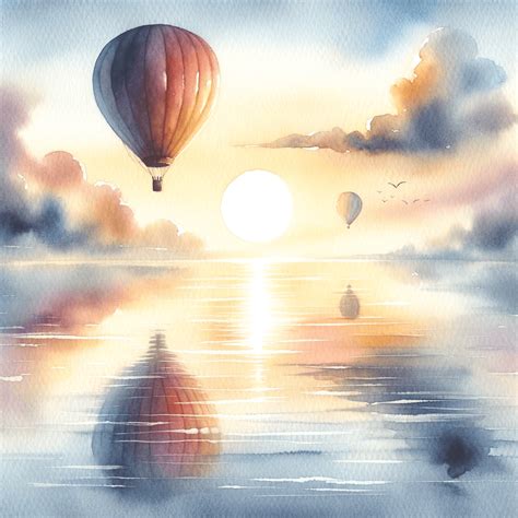 Watercolor Style Hot Air Balloon Illustrations Prints