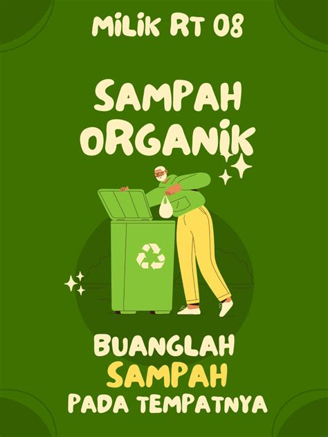 Hijau Dan Kuning Ilustrasi Peringatan Membuang Sampah Pada Tempatnya