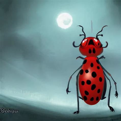 Ladybug As A Monster Fantasy Art Style Scary Stable Diffusion