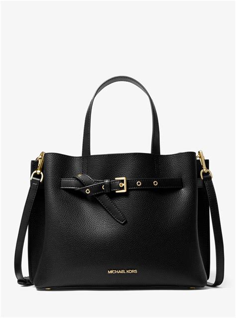 Michael Kors Outlet Mk Emilia Large Pebbled Leather Satchel In Black Lyst