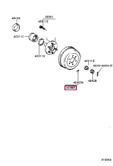 DRUM SUB ASSY REAR BRAKE 42431 26180 номер toyota 4243126180