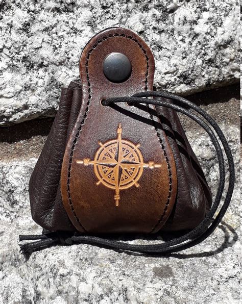 Leather Pouch Compass Design 16 Colors Available Etsy