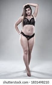 Plus Size Glamour Model Black Lingerie Stock Photo 1831498168