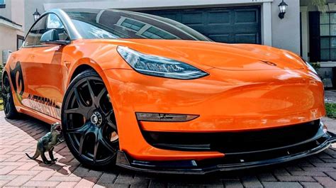 This Orange-Wrapped Tesla Model 3 Looks Alluring!