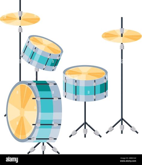 Kit De Batería Musical Sobre Dibujo Vectorial De Fondo Blanco Imagen